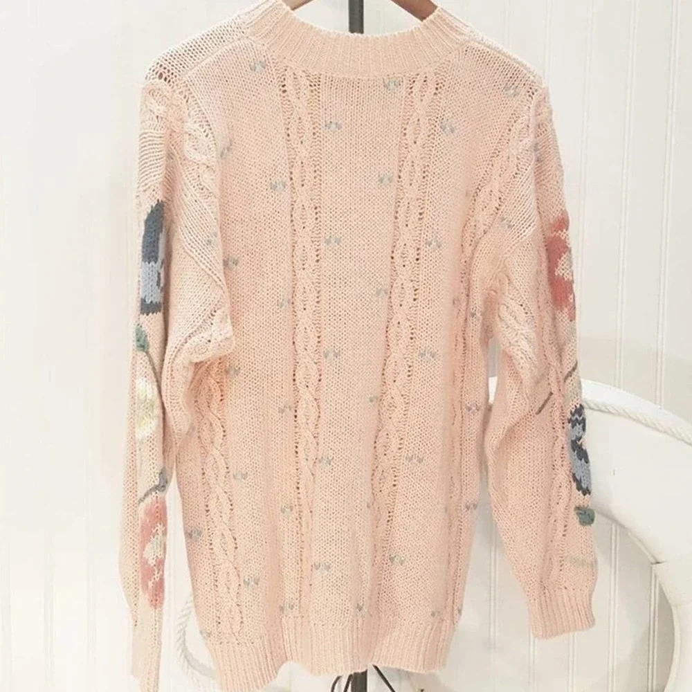 Cozy Vintage Boho Granny Floral  Cottage Core Sweater - Picture 2 of 8